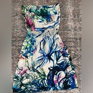 Eight Sixty Strapless Abstract Print Dress